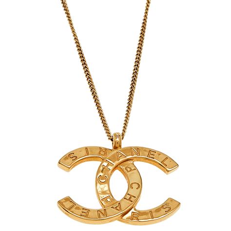 chanel cc logo 18k gold tone chain pendant necklace|chanel diamond necklace cc.